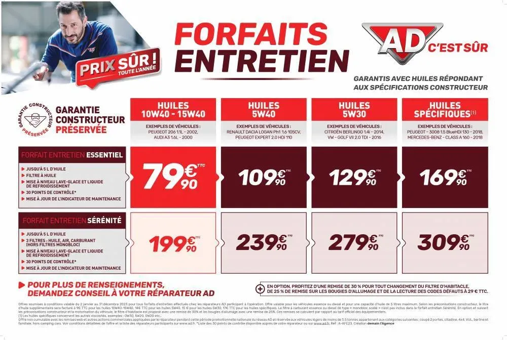 Forfaits garage AD